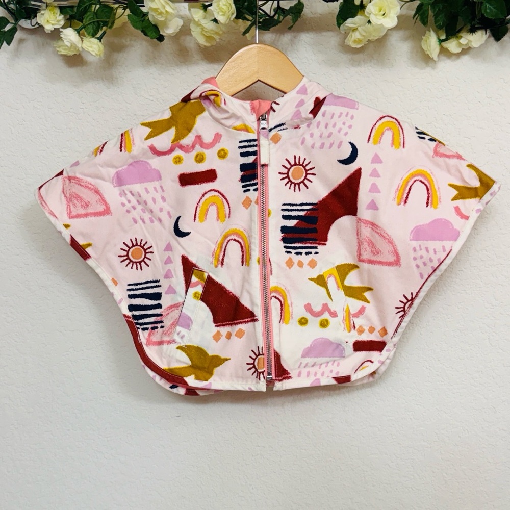 OshKosh • Reversible Rain Poncho with Colorful Boho Western Aztec Rainbow Print